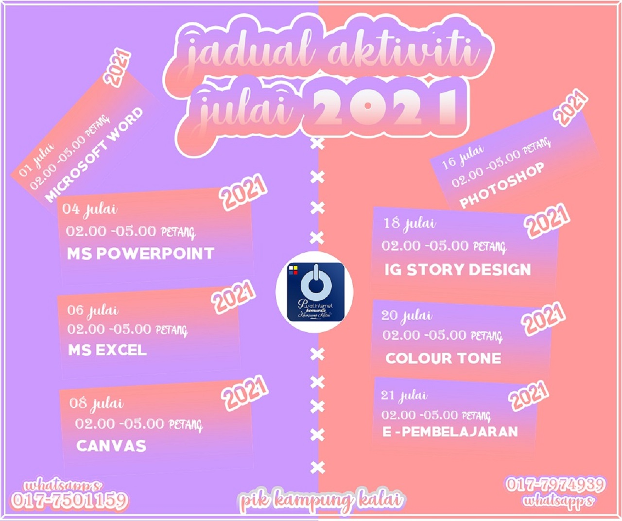 JADUAL AKTIVITI JULAI 2021