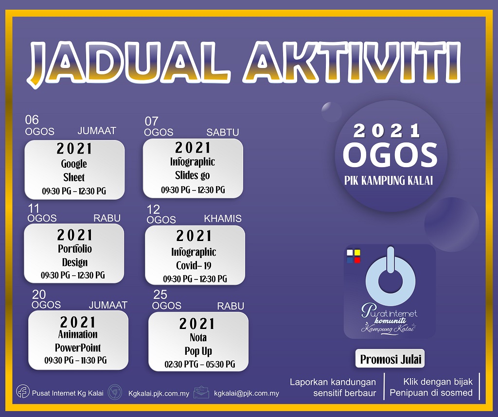 JADUAL AKTIVITI OGOS 2021