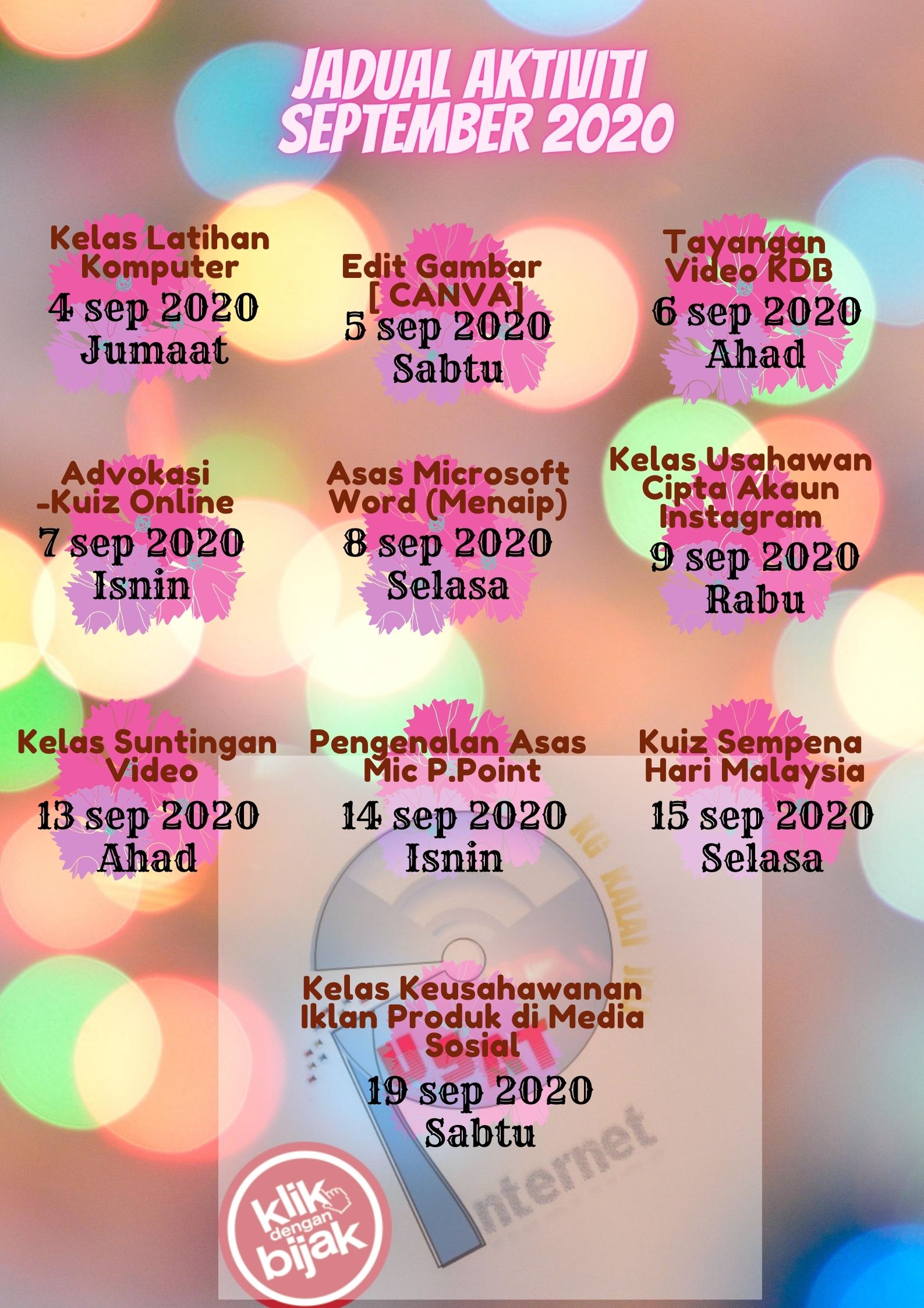 JADUAL AKTIVITI SEPTEMBER 2020